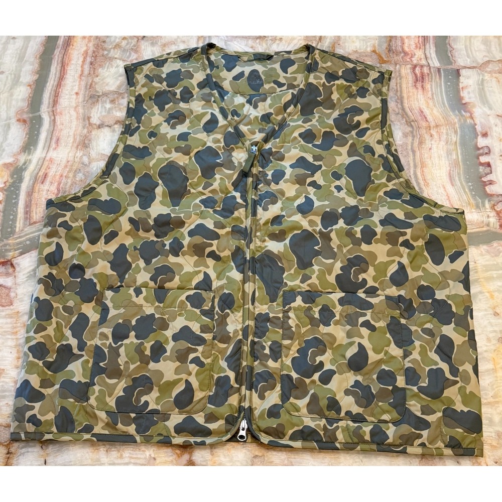 Everlane ReNew Quilted Down Vest Gillet Mens Green Camouflage Lined Outerwear L